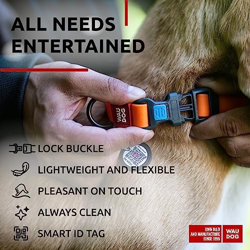WAUDOG Waterproof Dog Collar Airtag Holder QR Tag Small Medium Large Dogs