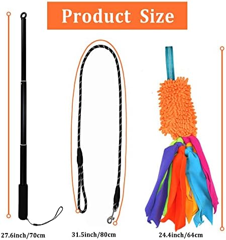 ASOCEA Flirt Pole with Tug Toy for Small Medium Large Dogs Outdoor Training