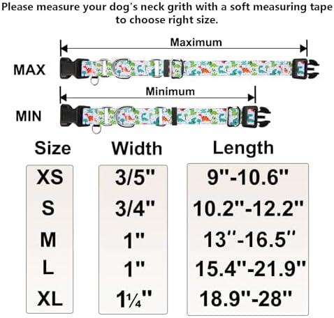 Martingale Dog Collars with Buckle No Pull Training Dog Collar for Small Dogs (Green Dinosaur, Small)