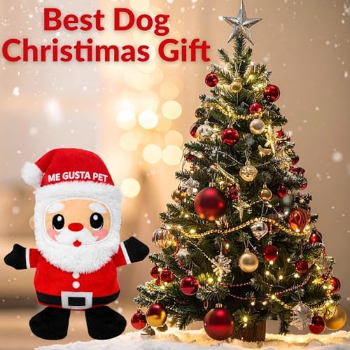 Dog Toys, Dog Xmas Christmas Santa Claus Squeaky Plush Chew Fetch Brain Stimulating Toy Presents for Small Medium Dogs (Medium, Christmas)