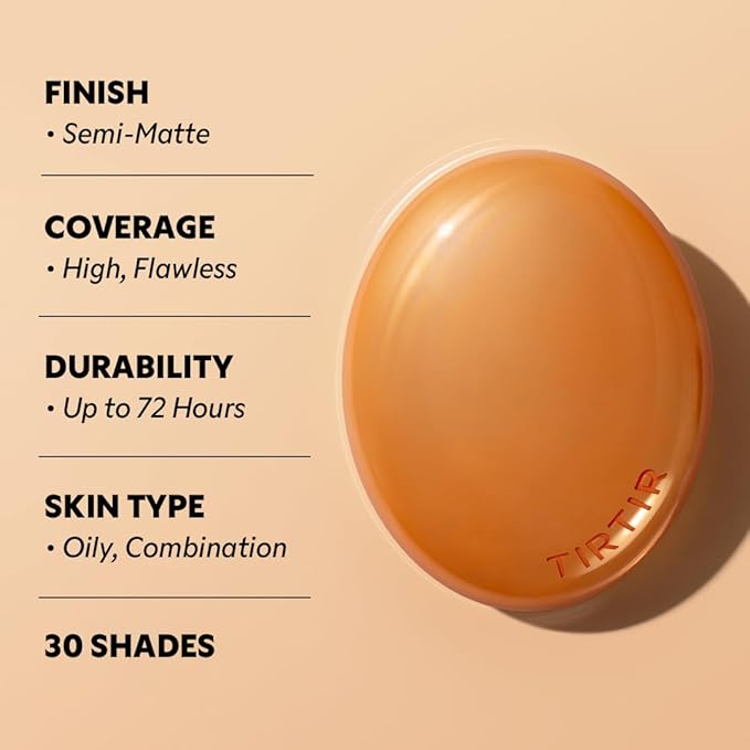 TIRTIR Mask Fit Ai Filter Cushion Foundation | AI-Like Semi-Matte Finish - Up to 72-Hour Medium to Full Coverage Korean BB Cushion Make up Beauty, #22N Shell Beige, 0.63 Fl Oz (Pack of 2)