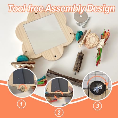 Bird Mirror with Perch Stand,Parrot Swing,Birds Toys for Alleviate Boredom