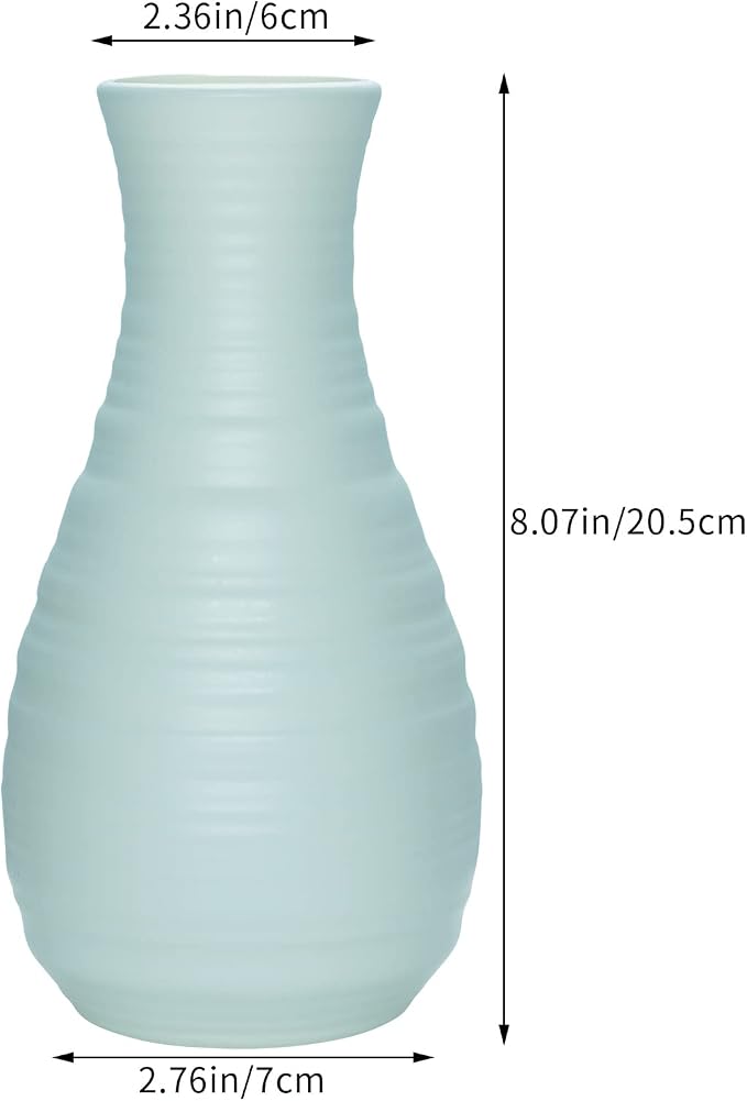 2 Pack Composite Plastics Flower Vase, Unbreakable Ceramic Look Vase for Home Decor Centerpieces, Arranging Bouquets (Green)