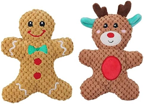 Dog Squeaky Toy Interactive Train Supplies Cloth Reduces Destructive Suitable for Small Medium Large Dog Pets, Gingerbread Man