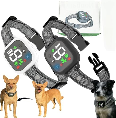 Dog Bark Deterrent Devices,Waterproof Rechargeable Smart Collar,Anti Barking Training with 8 Adjustable Sensitivity Beep Vibration for Small Medium Large Dogs. (Black+White)