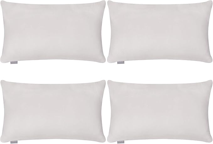 Thmyo 4-Pack 100% Cotton Lumbar Comfortable Solid Decorative Throw Pillow Case Rectangle Cushion Cover Sublimation Blank Pillow Covers DIY Throw Pillowcase(12x20inch/30x50cm,Light Silver Grey)