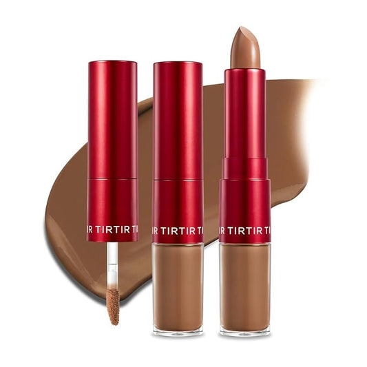 TIRTIR Glide&Hide Blurring Concealer - Creamy texture, Conceals dark circles and wrinkles, Dual formula (liquid tip & balm stick), Long-lasting wear, Korean Makeup, #8.7N, 0.28 Oz