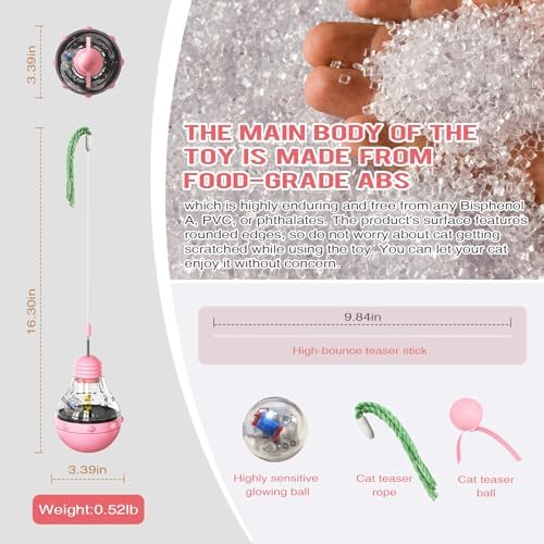 Cat Interactive Toys for Indoor Cats Kitten Wand Toy Weight Loss Lose Kitty Tracking Balls Slow Food Dispenser Feeder Treat Dispensing Feeding Pet Supplies Tumbler Design Durable Non-Toxic