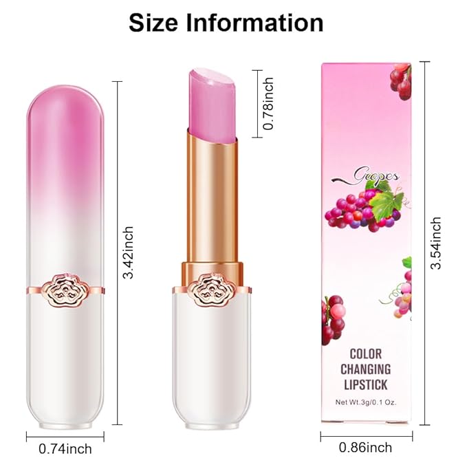 BINGBRUSH 6 Pcs Fruit Color Changing Lipstick Queen,PH Mood Long Lasting Labiales Lip Gloss Lip Balm Tinted Magic Lip Stain Makeup Lipstick Set for Women