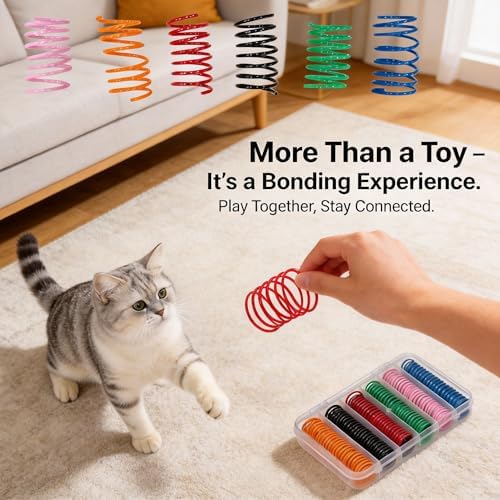 120 Pcs Cat Springs for Cats in 2 Storage Boxes for Interactive Play