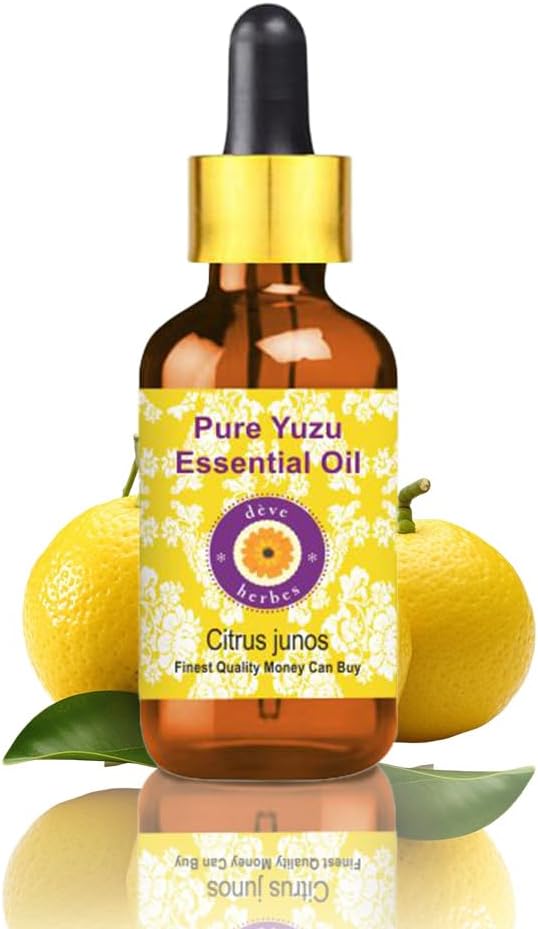 Deve Herbes Yuzu Oil (Citrus Junos) with Glass Dropper | Cold Pressed | Pure | Natural | Undiluted | For Diluting Essential oils | For Skin & Massage | Non-Sticky| Lightweight| Unisex | 15ml (0.50 oz)