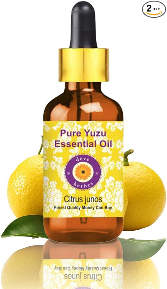 Deve Herbes Pure Yuzu Oil (Citrus Junos) with Glass Dropper Cold Pressed 5ml (0.16 oz)