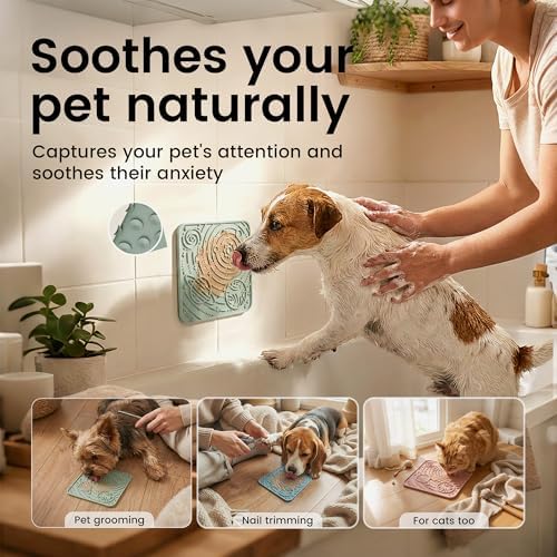 OHMO Lick Mat for Dogs&Cats, Space Pattern, Small, 2pcs, Camo&Sage Green