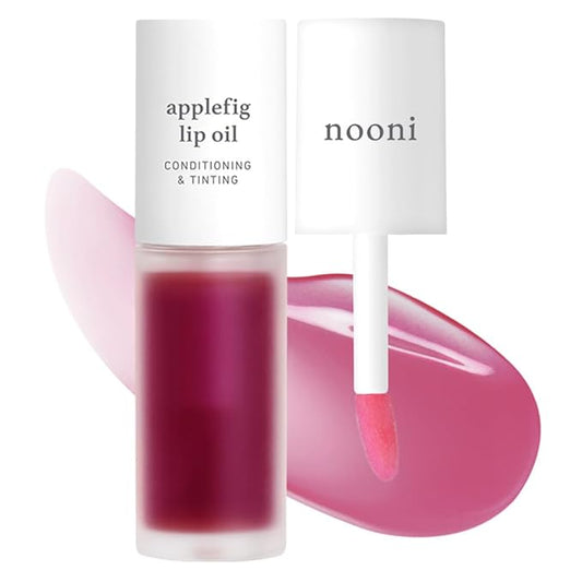 NOONI Korean Lip Oil - Applefig | Long-Lasting, Moisturizing, Plumping, Revitalizing for Dry Lips, Waterproof, No Peel Off, Hydrating, Nourishing Crystal Clear, Stocking Stuffers, 0.12 FL Oz