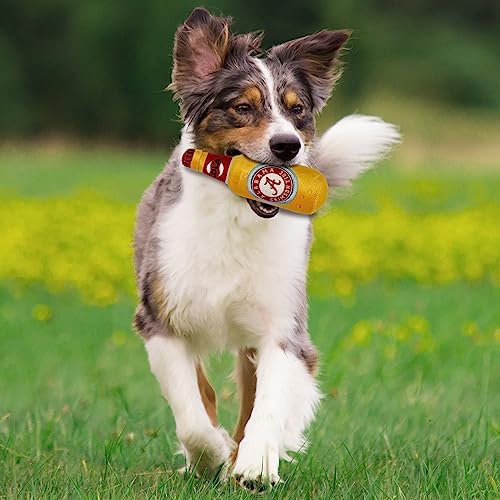 NCAA Alabama Crimson Tide Beer Bottle Plush Dog & CAT Squeak Toy- Cutest Stadium SODA Bottle Snack Plush Toy for Dogs & Cats with Inner Squeaker & Beautiful Football/Basketball Team Name/Logo