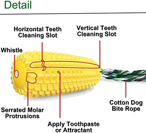 Squeaky Dog Chew Toy for Aggressive Chewers, Corn Teeth Cleaning