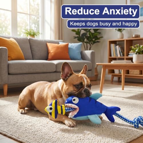 Durable Squeaky Plush Rope Dog Tug Toy for Large Aggressive Chewers