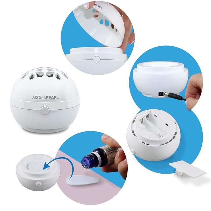 AromaPearl Electric and Battery Operated Personal Aromatherapy Diffuser Great for the Home, Office and for Travel (White) Pack of 1