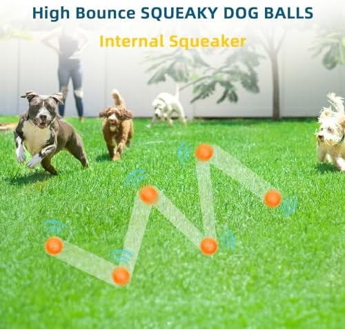 SHARLOVY 3'' Squeaky Balls for Small Dogs, 4 Spiky Dog Balls for Teething