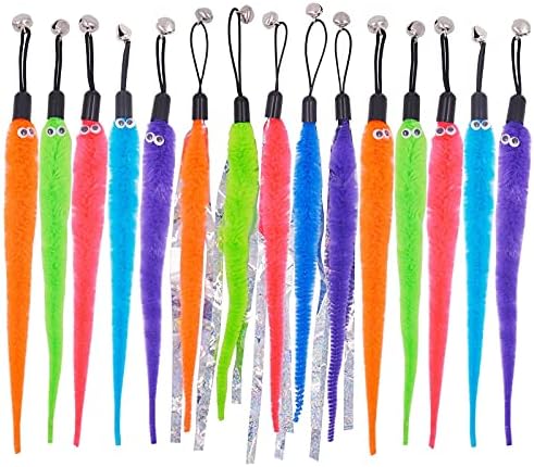 Cat Toy Worm Refills, 15 Pieces Interactive Cat Wand Attachments Worms Toy for Indoor Cats