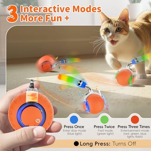 UPSKY Interactive Cat Toy, Smart Moving Cat Ball Toys for Indoor Cats