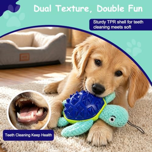 Squeaky Plush Turtle Dog Toy – Interactive Chew & Cuddle