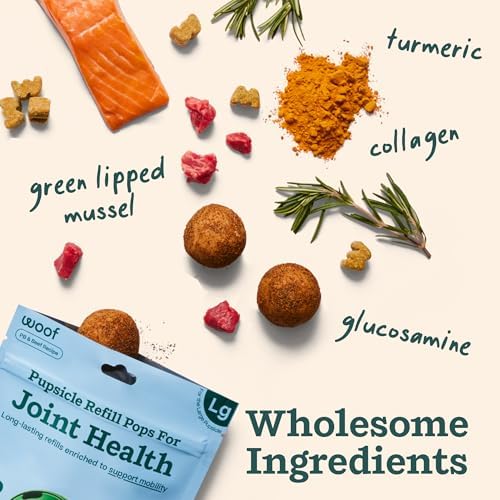 WOOF Hip & Joint Pupsicle Refill Pops - Dog Joint Supplement for The Pupsicle Toy to Support Joint Health, Recovery, and Mobility - Small Pops - 2 Pack