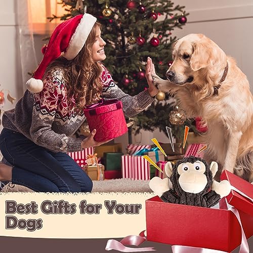 Letsmeet Plush Dog Toy with Crinkle Paper, Tug of War Pull Interactive Toys for Puppies to Large Dogs
