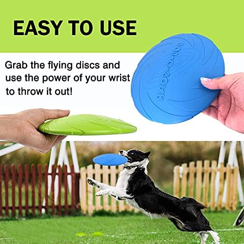 XIGOU Dog Flying Disc, 2 Pack Dog Flyer Toys, Soft Rubber Interactive Lightweight Flying Disc Dog Toy for Small Large Dogs - Floats in Water & Safe on Teeth, 7.2 inch.