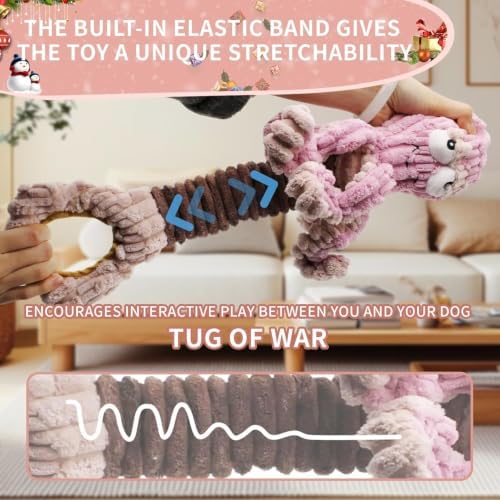 YZHDUXIU Octopus Dog Squeak Toys, Plush Tug of War Dog Toy with Crinkle