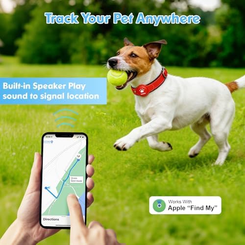 GPS Tracker for Dogs, 2 in 1 Smart Pet Collar (Only iOS), No Monthly Fee Waterproof Dog Collar with Real-time Tracking, Anti-Lost, 365-Day Long Battery GPS Tracker for All Sized Dogs(Locator Included)