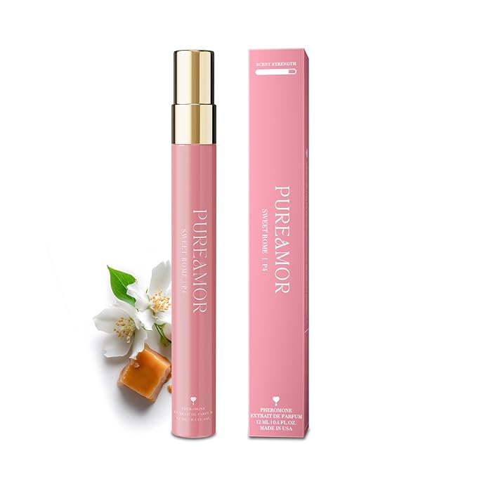 PUREAMOR Pheromone Perfume for Women, Sweet Rome Extrait de Parfum – Sweet Gourmand Scent with Caramel, Vanilla & Jasmine, Long Lasting Fragrance, 0.4 oz / 12 ml Travel Size