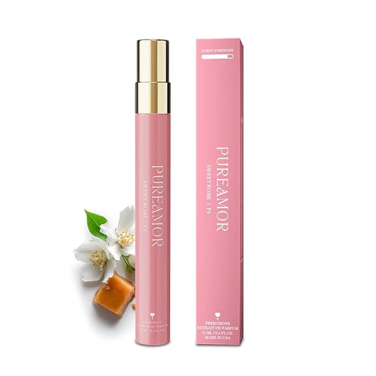PUREAMOR Pheromone Perfume for Women, Sweet Rome Extrait de Parfum – Sweet Gourmand Scent with Caramel, Vanilla & Jasmine, Long Lasting Fragrance, 0.4 oz / 12 ml Travel Size