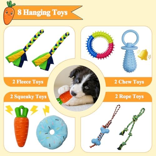 Puppy Play Gym with 8 Hanging Toys for Teething & Chewing, Small Dogs