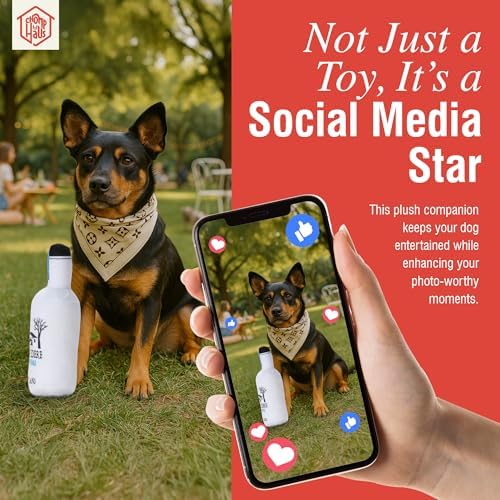 Barkvedere – Luxurious Parody Plush Dog Toy with Squeaker, Premium Fabric, Embroidered Details, Designer-Inspired Chew Toy, Fun Gift for Medium Dogs & Dog Lovers