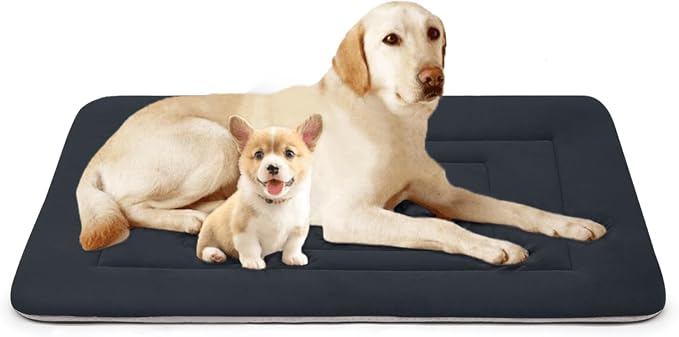 Dog Bed Soft Dog Crate Bed Pad Mat, 48 in Non Slip Bottom Washable Beds for Extra Large Dogs, Pet Bed Mattress Kennel Pad, Dark Blue Gray