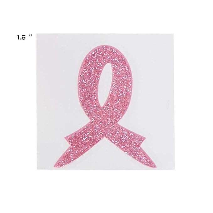 72pcs Pink Ribbon Breast Cancer Awareness Glitter Tattoo Sticker Foundation/Event/Walk/Run