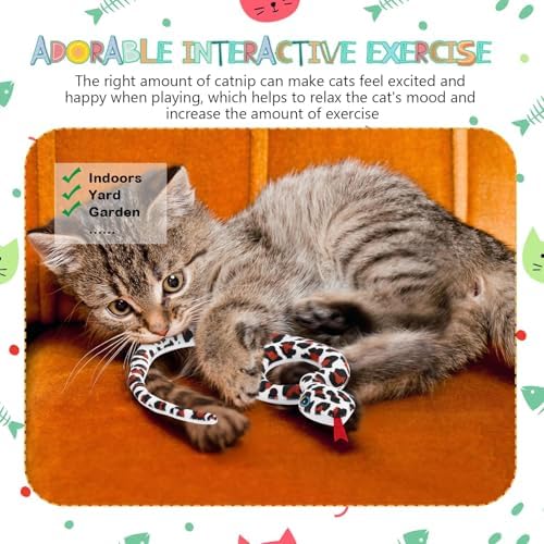 4 Pack Christmas Catnip Cat Toys, Snake Shape