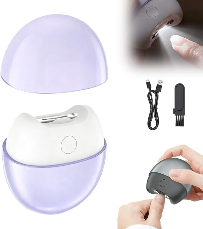3 in 1 Automatic Electric Nail Clipper, 2026 New Electric Nail Clipper, Automatic Nail Trimmer with Light and Nail Scraps Storage, Electric Toenail Clippers for Seniors Adults (Purple)