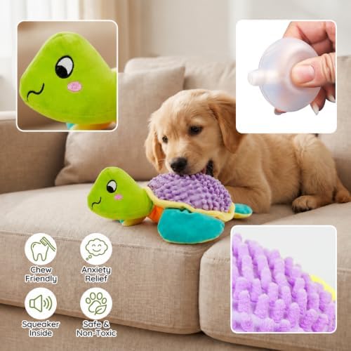 Squeaky Plush Turtle Dog Toy – Interactive Chew & Cuddle