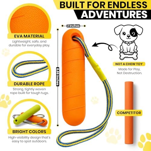 Floating Dog Water Toys - 2 Pack, Bumper Throw Stick for Fetch