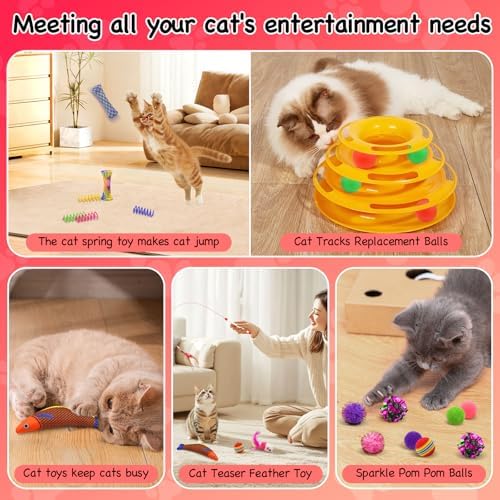 39 Pcs Cat Toys for Indoor Cats, Interactive Fun