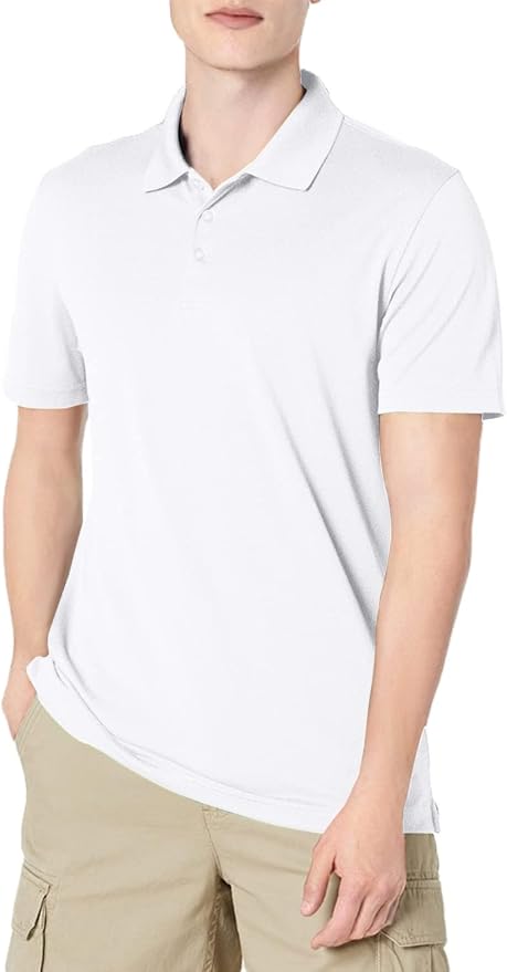 Amazon Essentials Men's Moisture Wicking Golf Polo Shirt, Short Sleeve, Slim-Fit, Quick-Dry, Active Wear
