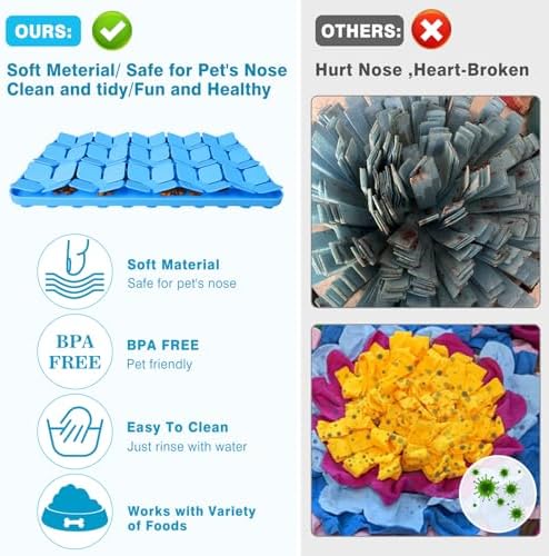 Snuffle Mat for Dogs,Premium Silicone Dog Food Mat 8“x13”Interactive Feed Game for Boredom,Encourages Natural Foraging Skills and Stress Relief for Medium Pets Smell Training Slow Feed Mat B