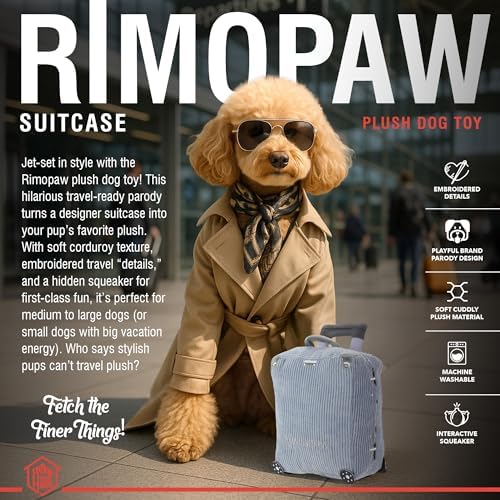Rimopaw – Luxurious Parody Plush Dog Toy with Squeaker, Premium Fabric, Embroidered Details, Designer-Inspired Chew Toy, Fun Gift for Large Dogs & Dog Lovers