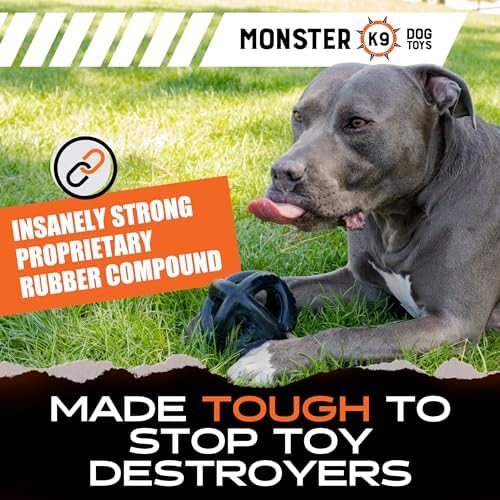 Monster K9 Ring Ball | Virtually Indestructible. Lifetime Guaranteed. | VULCRON™ Natural Rubber | Durable, Heavy Duty Dog Chew Toy for Aggressive Chewers | Medium & Large Breeds, 5.5”