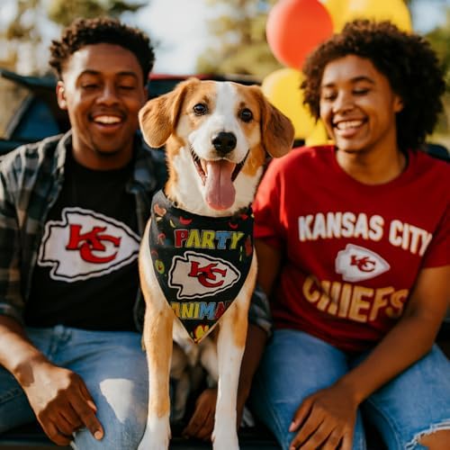 NFL Kansas City Chiefs Pet Birthday Bandana, NFL Dog Birthday Party Set and Costume, Licensed Dog & Cat Birthday Party Scarf, Football Team Pet Outfit, Puppy Bday Accessory, Size Small/Medium