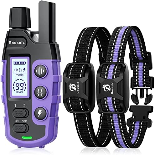 Bousnic Dog Shock Collar 2 Dogs (5-120Lbs) - 3300 ft Waterproof Training Collar for Dogs Large Medium Small with Rechargeable Remote, Beep (1-8) Vibration (1-16) and Humane Shock (1-99) Modes