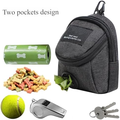 Pet Waste Bag Holder for Outdoor Use with Treat Pocket Oxford Fabric Dispenser Clip on Accessory Pet Holder