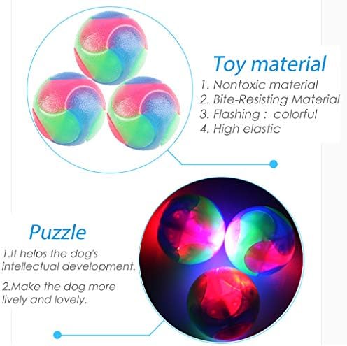 4 pcs Large Light Up Dog Balls Flashing Elastic Ball Glow in The Dark Interactive Pet Toys for for Golden Retriever,Labrador,Large Dogs